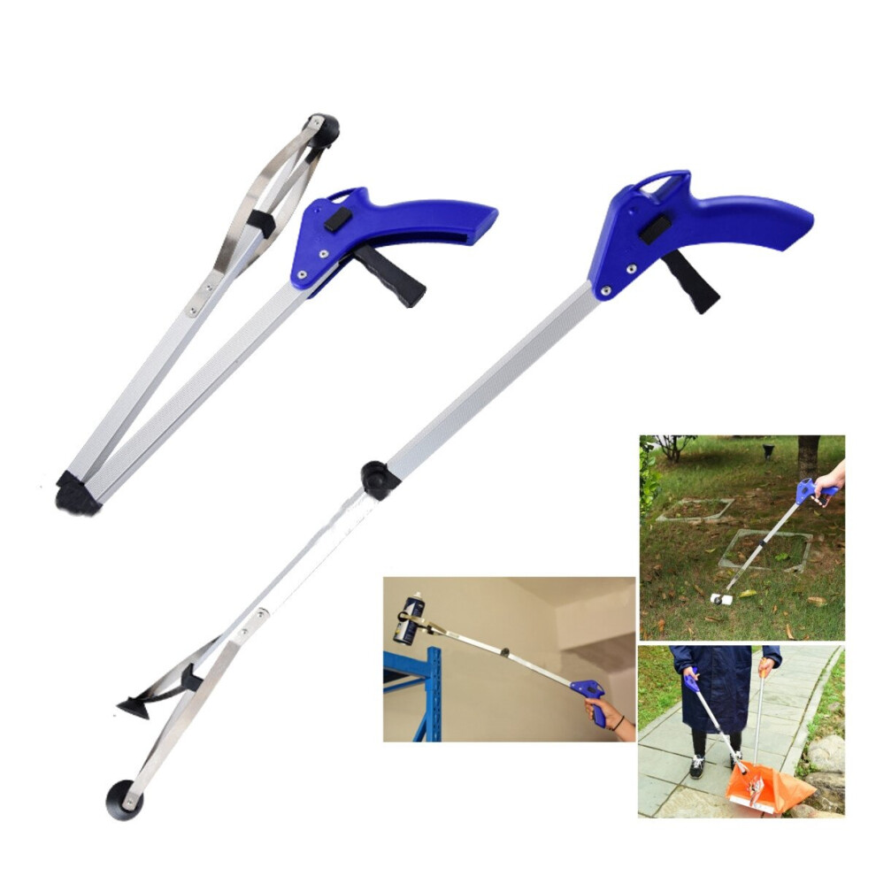 Greenzech Silver/Blue Claw Grabber Reacher With Hook Pick Up Tool Extension Trash Picker
