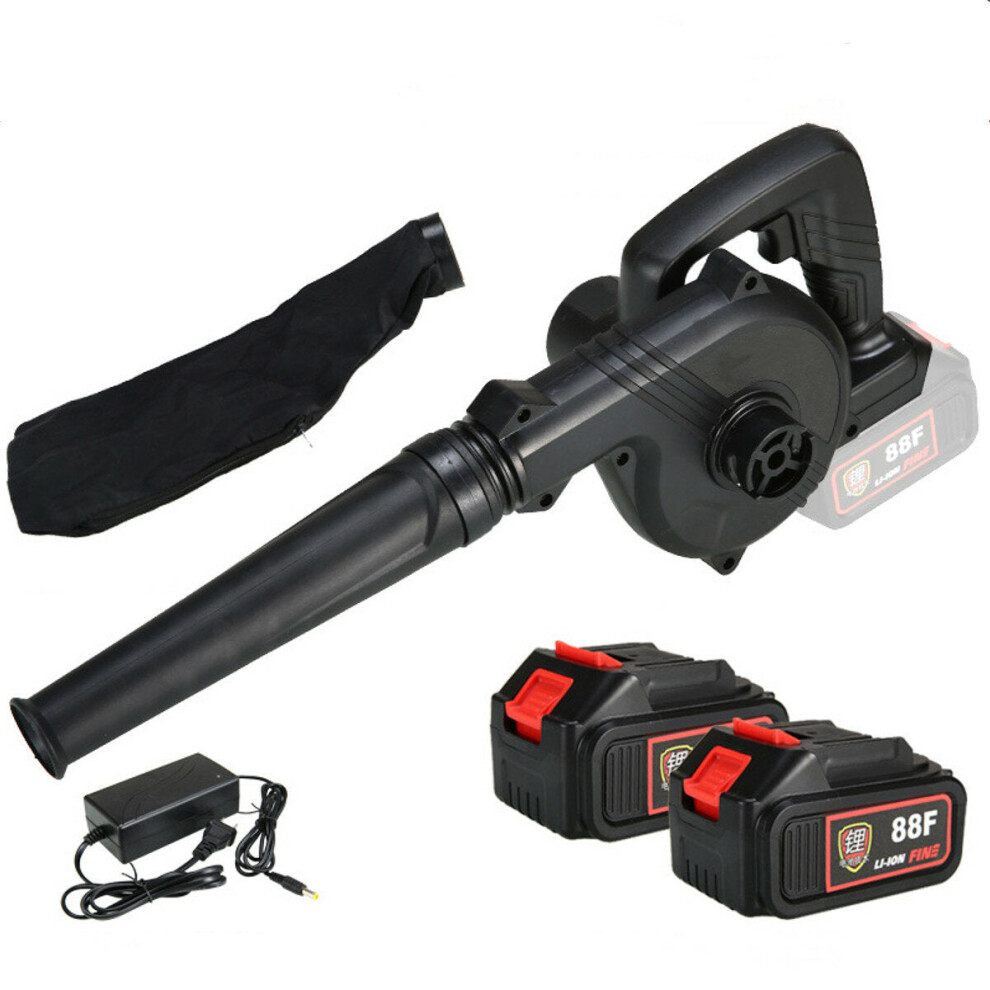 (Two Batteries) 88VF 1500W 2-in-1 Electric Air Blower Wireless Vehicle Computer Vacuum Dust Collector Leaf Cleaner
