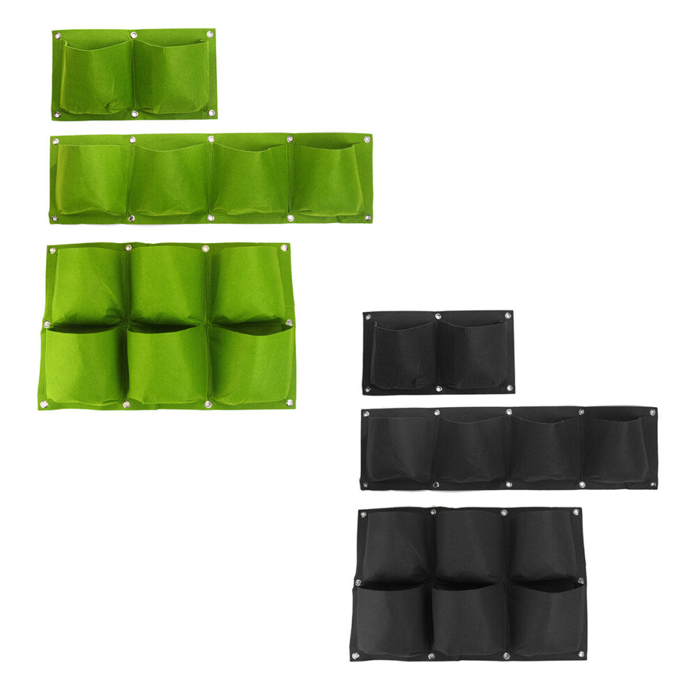 (Green, 6 Pocket) Multi-pocket Wall Hanging Planting Bag Fabric Grow Bag