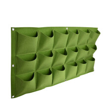 (Green, Horizontal) 18 Pockets Wall Hanging Planting Bags Garden Vertical Planter Growing Pots Green