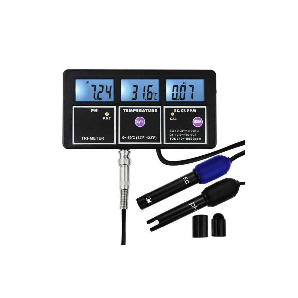 5 In 1 Water Quality Multi-parameter PH EC CF TDS(ppm) Temp Tester Meter Aquariums Hydroponics Pool Fish Tank Pond Drinking