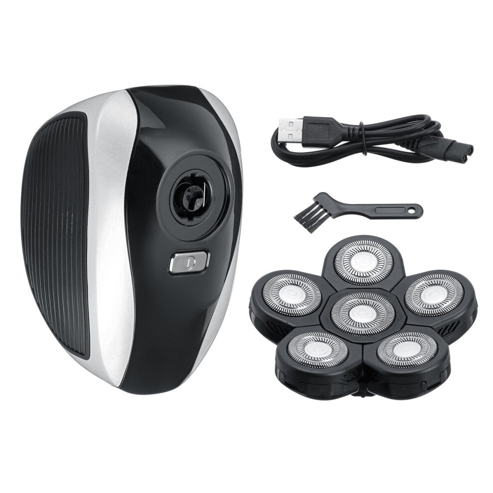 Greenzech Silver (Silver) Usb Digital Display Rechargeable 6 Heads Bald Head Shaver Electric Hair Trimmer Clipper