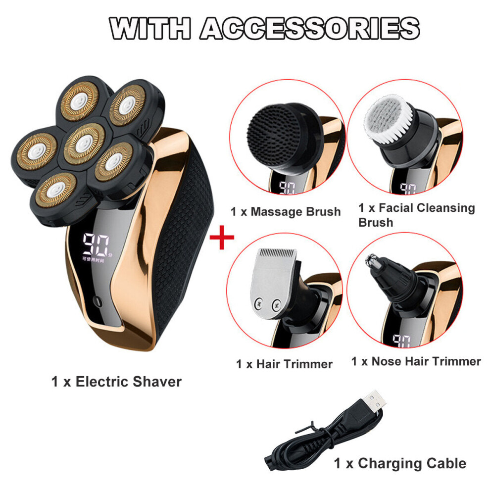 Greenzech (With Accessories) 6D Electric Shaver Led Usb Rechargeable Waterproof Bald Head Shaver Beard Razor