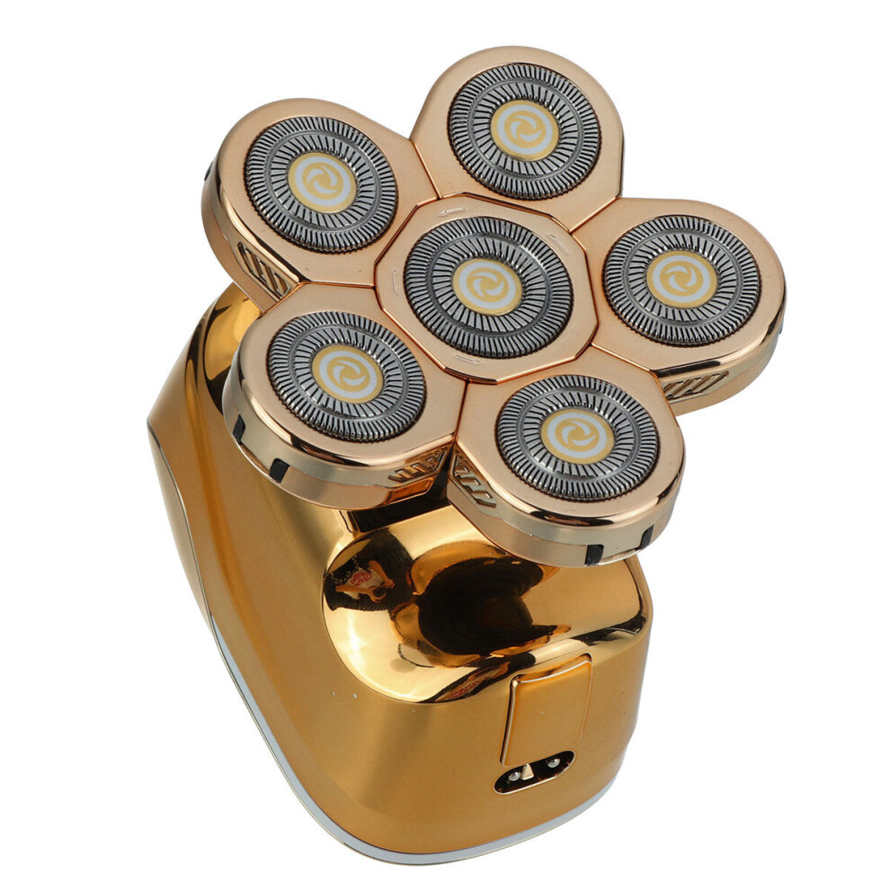 (Gold) 6D Independent Floating Heads Electric Shaver Smart Travel Lock LED Display Electric Shaver IPX6 Waterproof USB Charging Electric Shaver