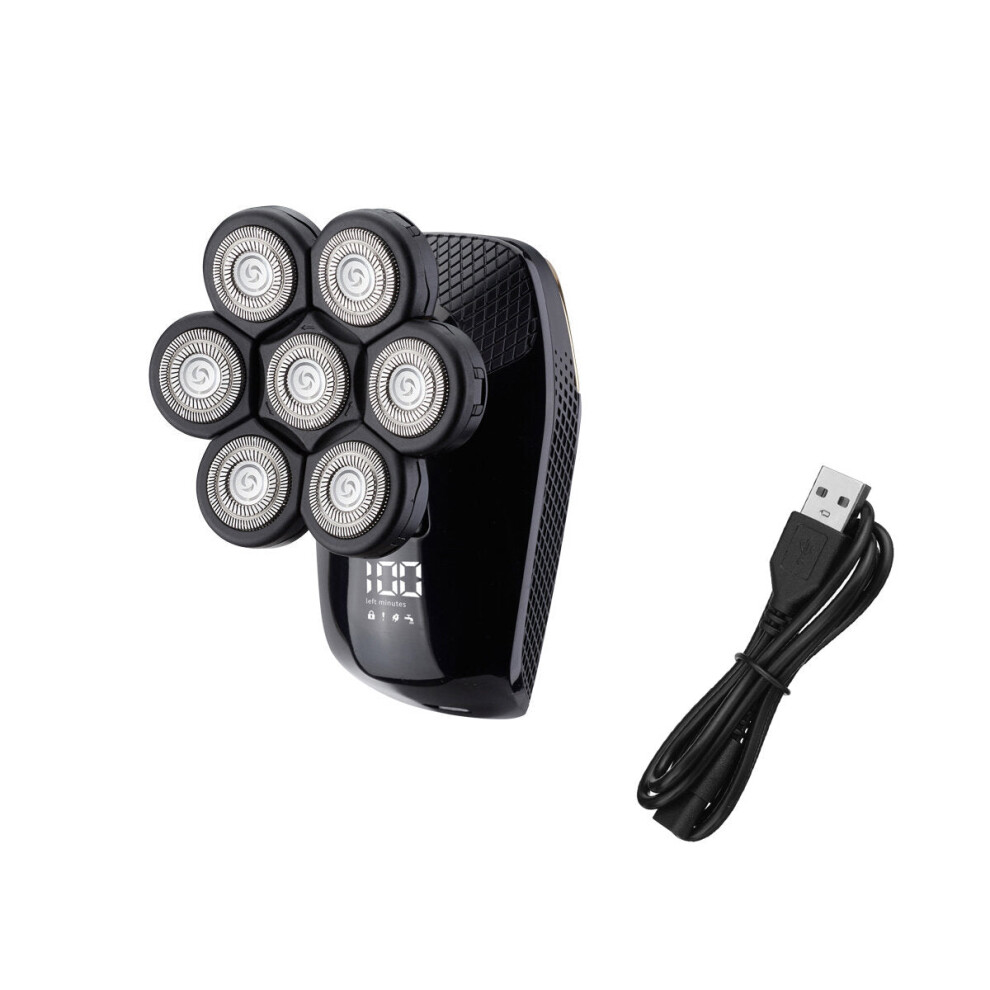 Greenzech (5 Head Razor+Cable) 5 In 1 7D Electric Shaver Beard Razor Usb Rechargeable Bald Head Shaver Sideburns Nose Hair Trimmer