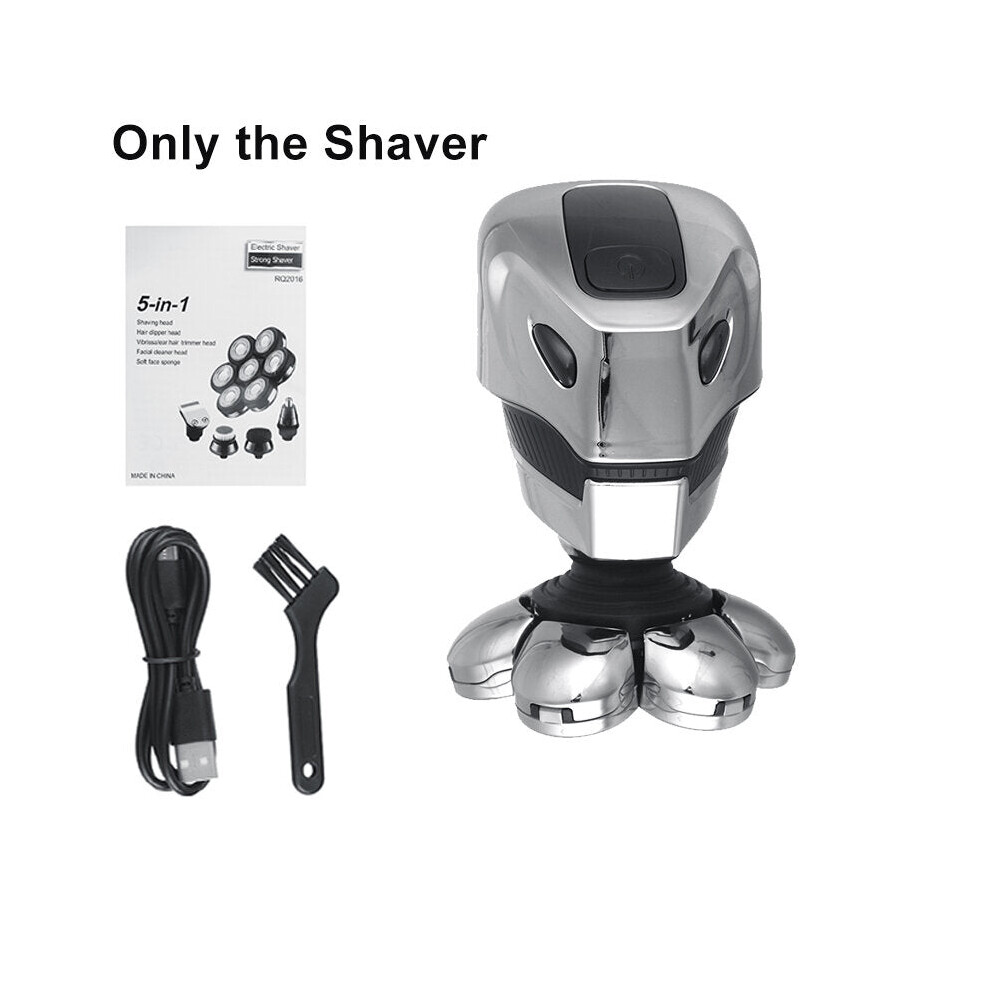 Greenzech (Only The Shaver) 5 In 1 7D Electric Rotary Shaver Wet & Dry Razor Men Bald Head Shavers Usb Rechargeable Nose & Ear Hair Trimmer Facial Cleaning Brus