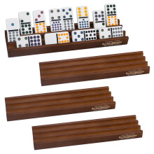 Domino Racks 4packs - Authored Design Nut Brown Tile Holders for Dominoes Set Mexican Trains Mahjoon Chickenfoot