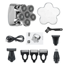 (Silver) 4 IN 1 Electric Shaver Trimmer Beard Razor USB Rechargeable Wet & Dry Men Facial Body Shaving Machine