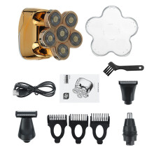 (Gold) 4 IN 1 Electric Shaver Trimmer Beard Razor USB Rechargeable Wet & Dry Men Facial Body Shaving Machine