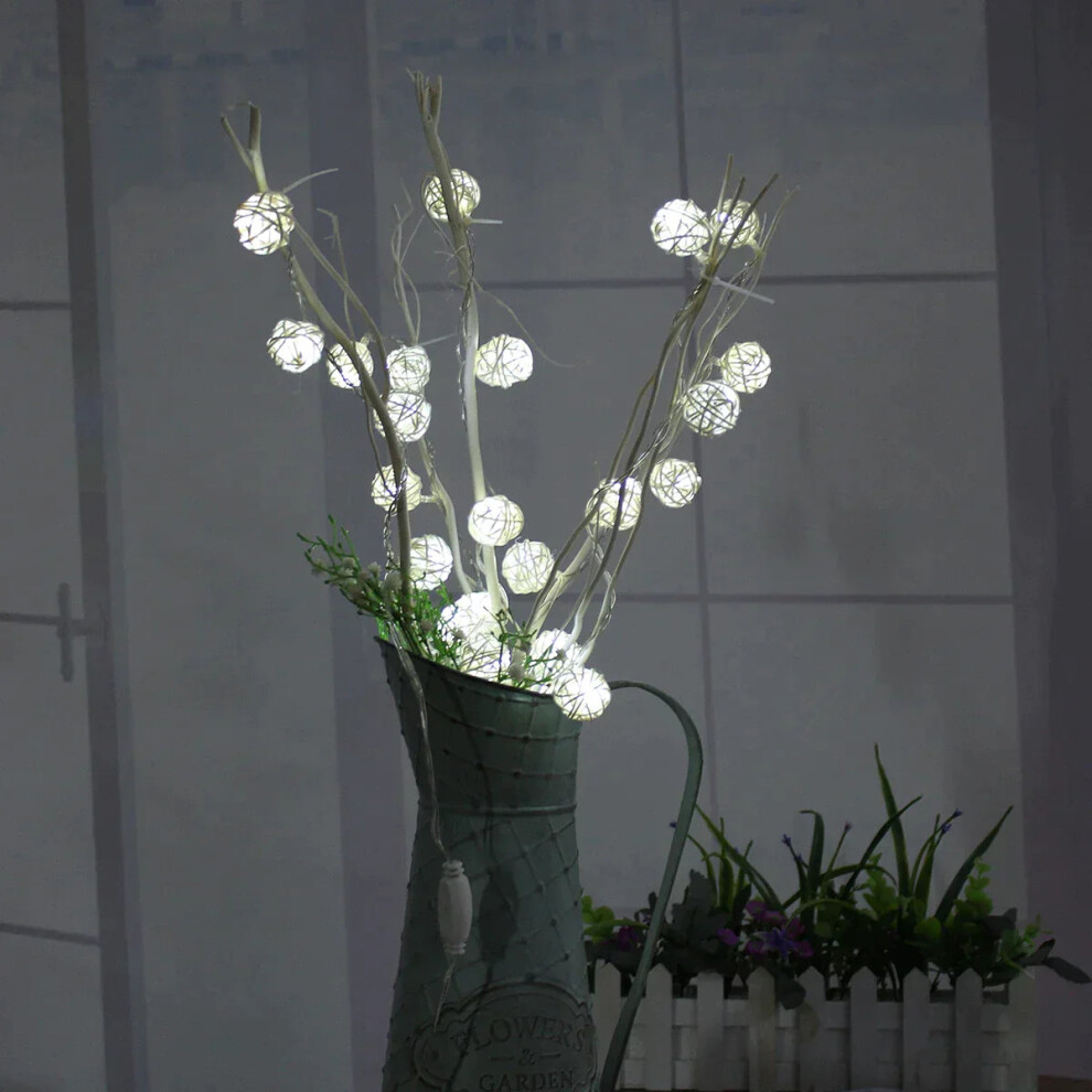 (White) 5M White Warm White 25LED Twig Tree Branches Table Holiday String Light Decoration AC110-220V