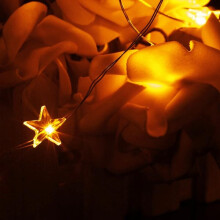 (Yellow) 1M 10 LED Battery Powered Star String Fairy Light For Chirstmas Party Weddinng Decor
