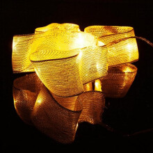 (Yellow) 1M 10 LED Ribbon String Fairy Light Battery Powered Party Xmas Wedding Decoration Lamp