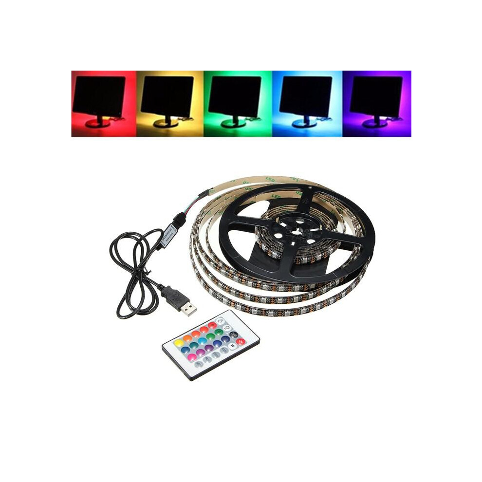 (3M) 1M 2M 3M 4M Waterproof 5050 RGB LED USB Strip Light TV Backlilghting Kit + 24Key Remote