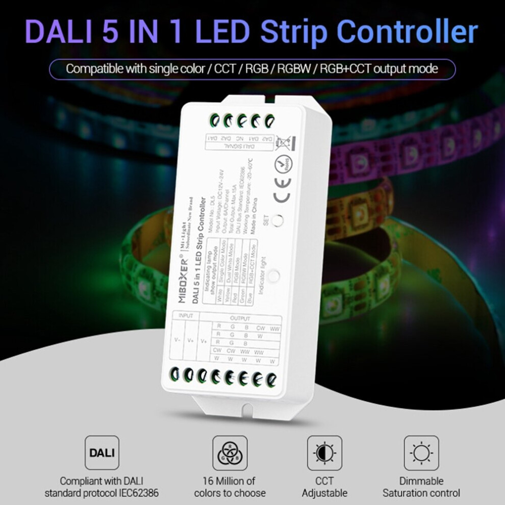 5 IN 1 LED Strip Controller Common Anode Compatible with remote control/Bus Power Supply DC12-24V