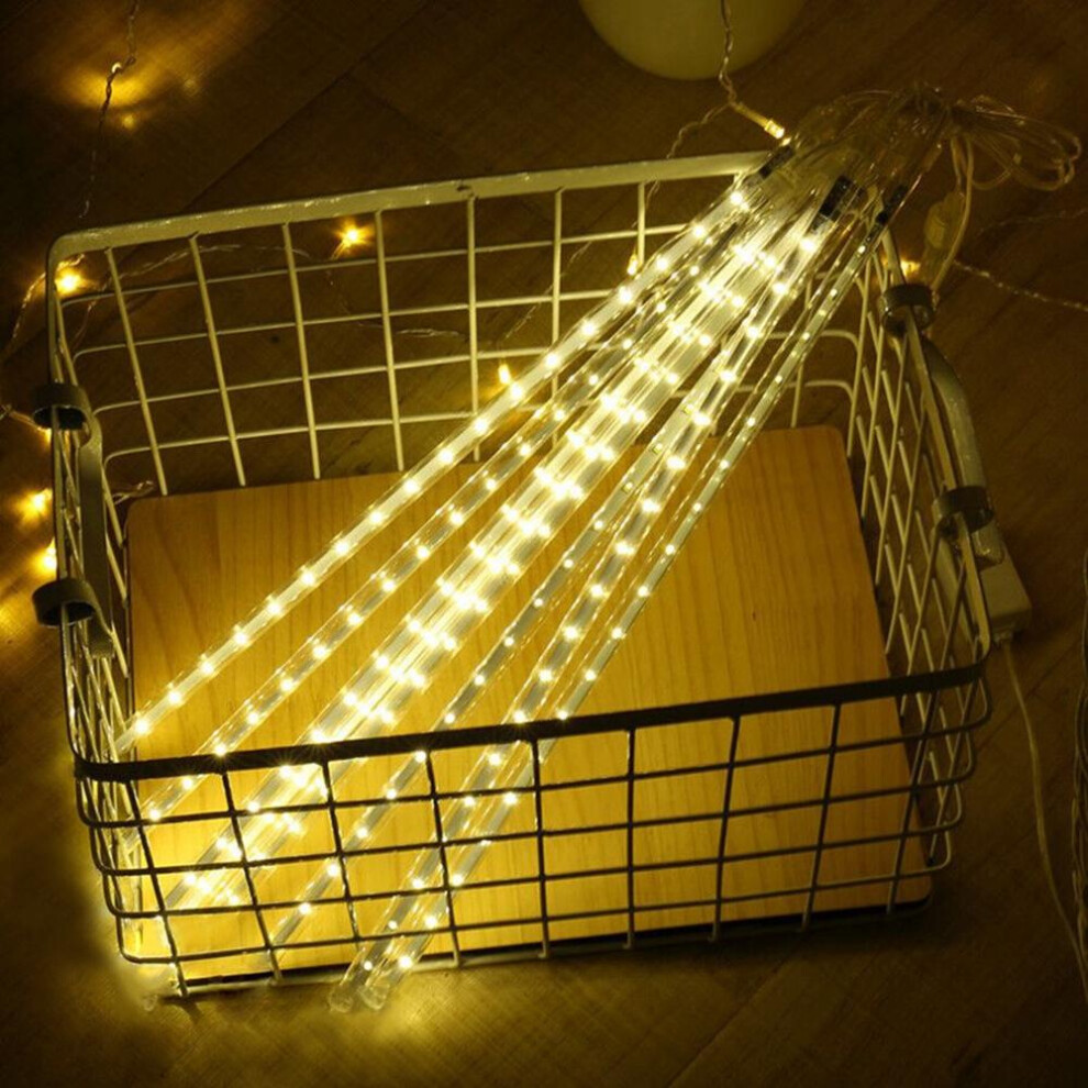 (Warm White, EU Plug) AC110-240V 50CM Waterproof IP65 180LED Meteor Shower Rain 5 Tubes String Light Holiday Party Christmas Outdoor Decor