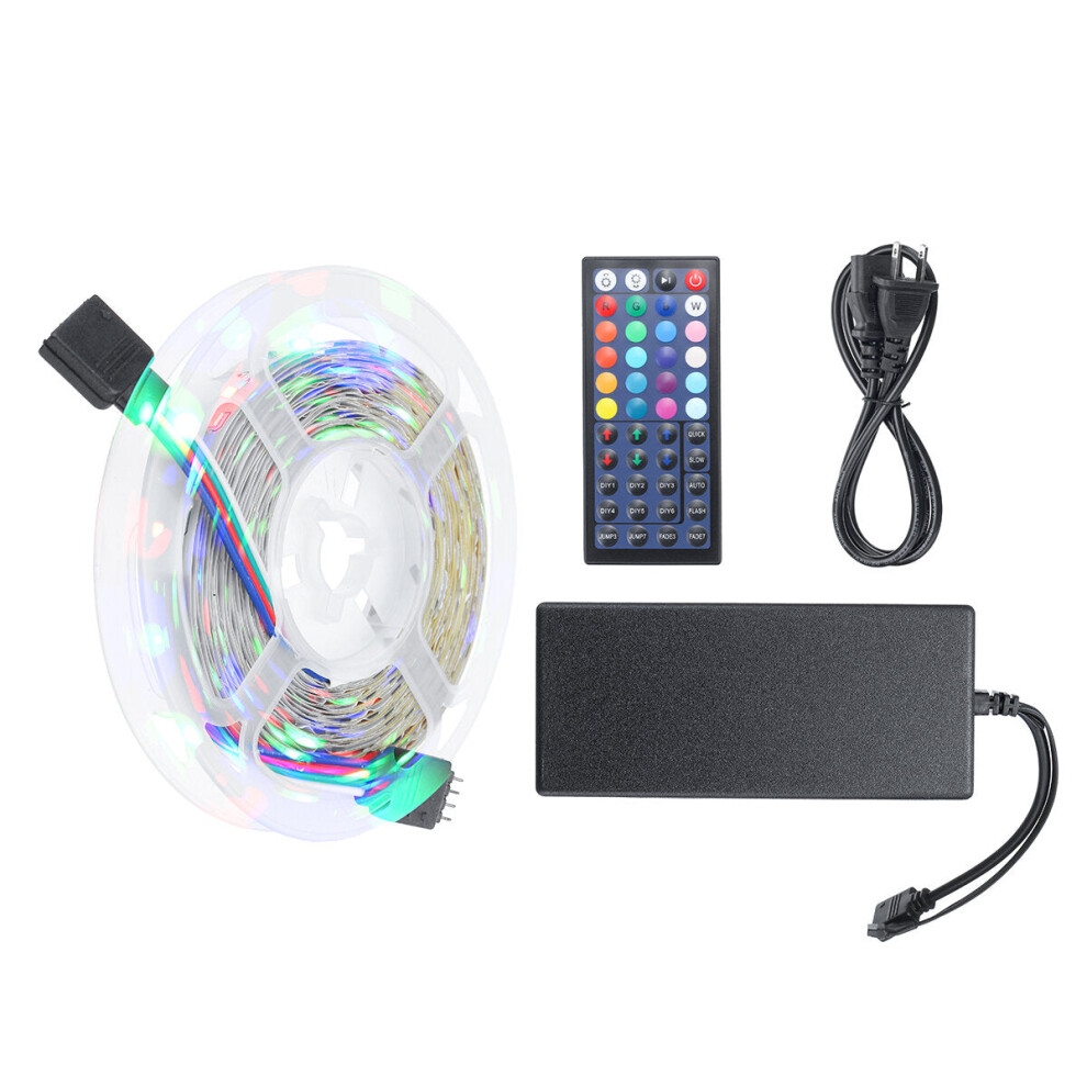 (EU Plug, 10M) 5/10M LED Strip Light 12V US / EU Power Full Kit SMD 44 Key Remote RGB 3528