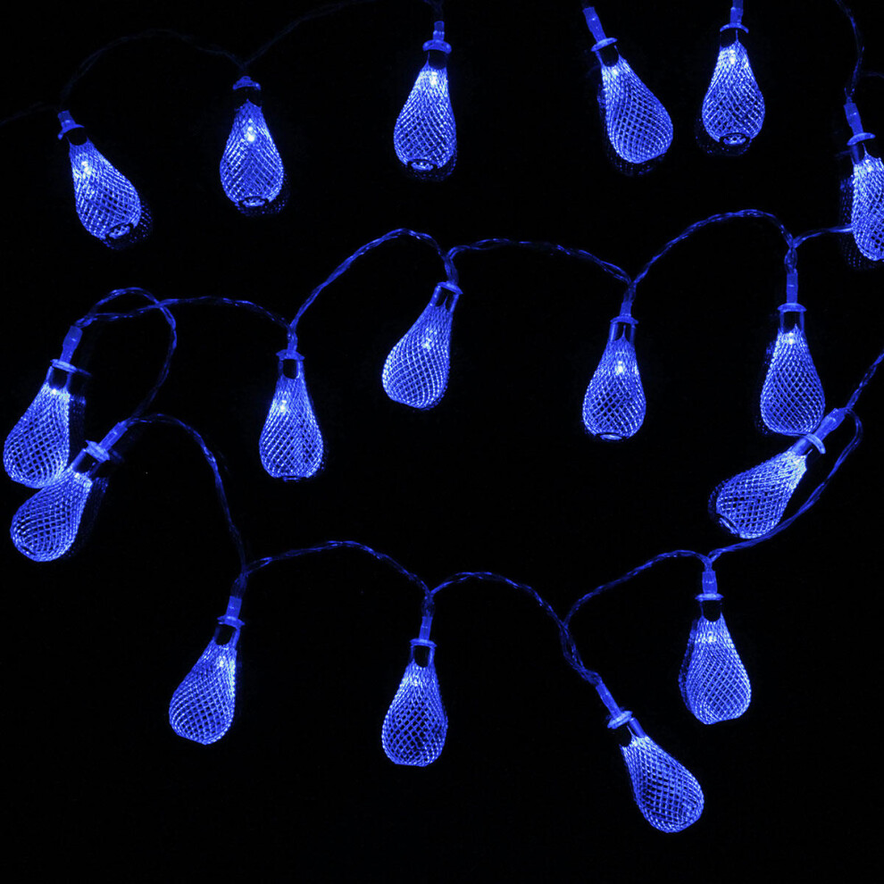 (Blue) Battery Operated 2.2M 20LEDs Moroccan Bulbs Fairy String Lights for Christmas Wedding Decor