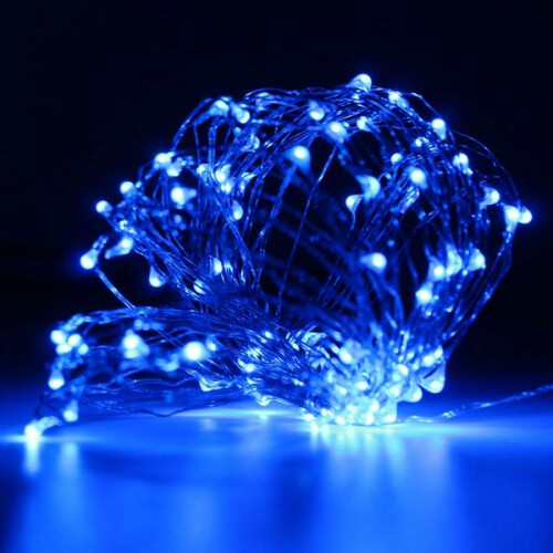 (Blue) Battery Powered 10M Waterproof Copper Wire Black Shell Fairy String Light For Christmas Wedding