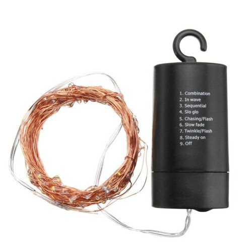 (Blue) Battery Powered 10M Waterproof Copper Wire Black Shell Fairy String Light For Christmas Wedding 1
