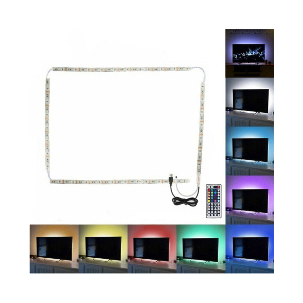 (Waterproof, 24keys) 2*50cm+2*100cm USB LED Strip Light TV Backlight 5050 RGB Color Changing Lamp+24Keys/44Keys Remote Control
