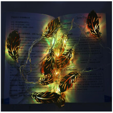 (Seven Color) 1.6M 10LEDs Feather Shaped Iron Gold Indoor Fairy String Light For Wedding Christmas