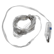 (USB Version) Battery Operated USB Powered Waterproof 5M 50LED Colorful Sliver Wire String Light + 24Keys Remote Control for Holiday