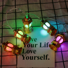 (Colorful) 1.65M Gold Oil Lamp Battery Powered 10LED Fairy String Light for Holiday Christmas Indoor Home Decoration