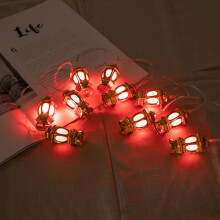 (Red) 1.65M Gold Oil Lamp Battery Powered 10LED Fairy String Light for Holiday Christmas Indoor Home Decoration