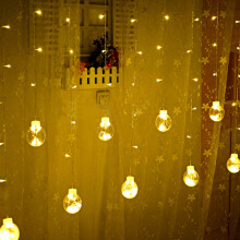 (Warm White) 2.5M Warm White Colorful LED Curtain Fairy Christmas String Light Ball Bulb Home Wedding Party Holiday Decor EU Plug
