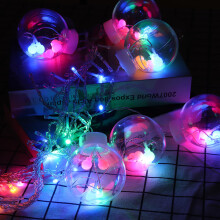 (Colorful) 2.5M Warm White Colorful LED Curtain Fairy Christmas String Light Ball Bulb Home Wedding Party Holiday Decor EU Plug