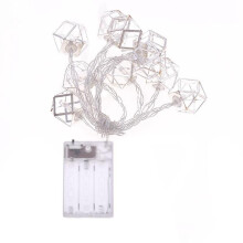 (1.8M) 1.8M 3M Battery Operated LED Iron Polygon String Light Bedroom Home Christmas Decor Garland Lamp
