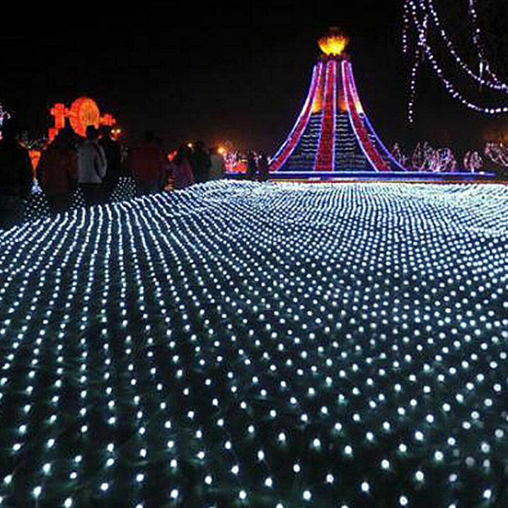 (White, EU Plug) LED Net Mesh Fairy String Light Outdoor Garden Curtain Lamp Christmas Festival Decor 220-240V Christmas Decorations Clearance Christmas Lights