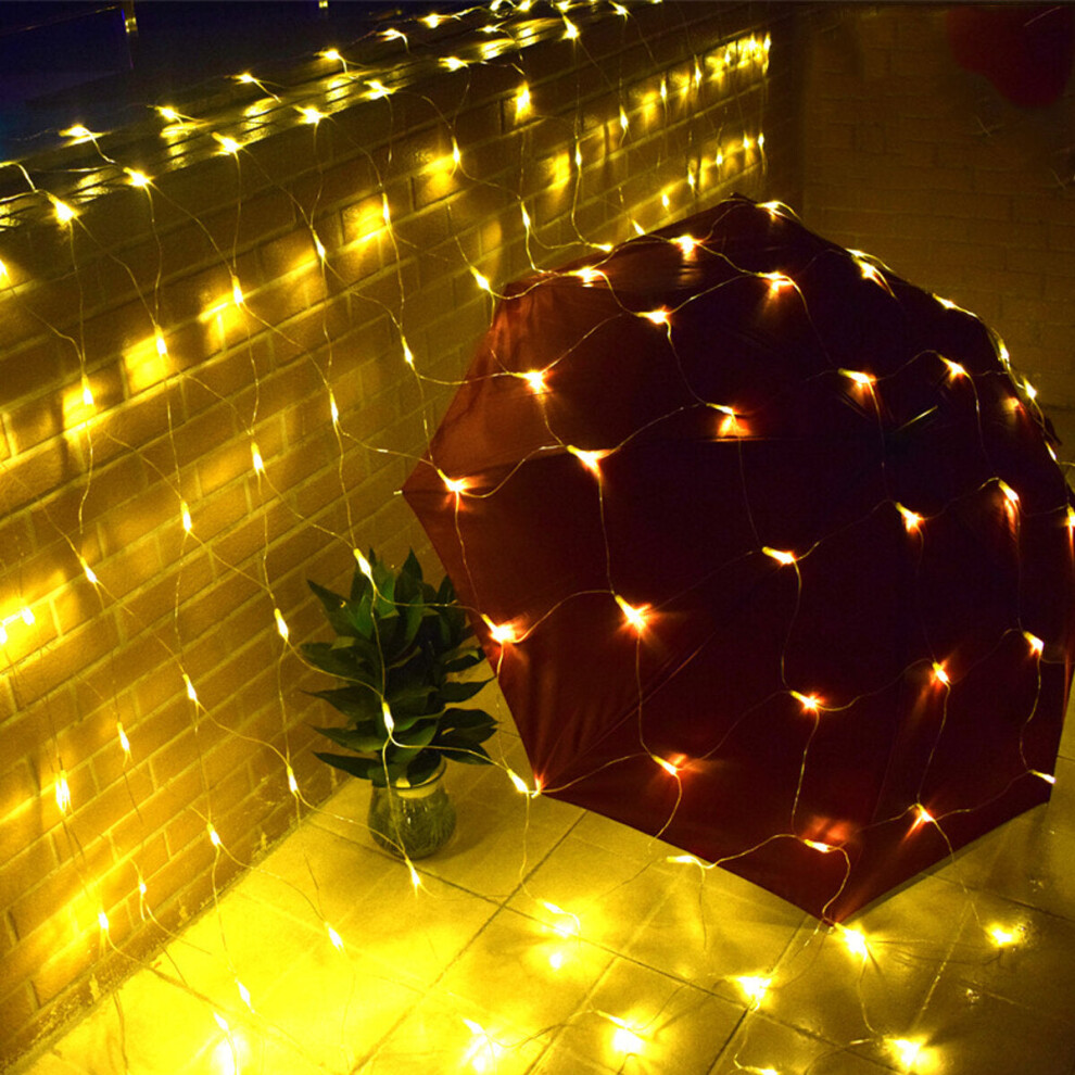 (Warm White, EU Plug) LED Net Mesh Fairy String Light Outdoor Garden Curtain Lamp Christmas Festival Decor 220-240V Christmas Decorations Clearance Christmas Lights