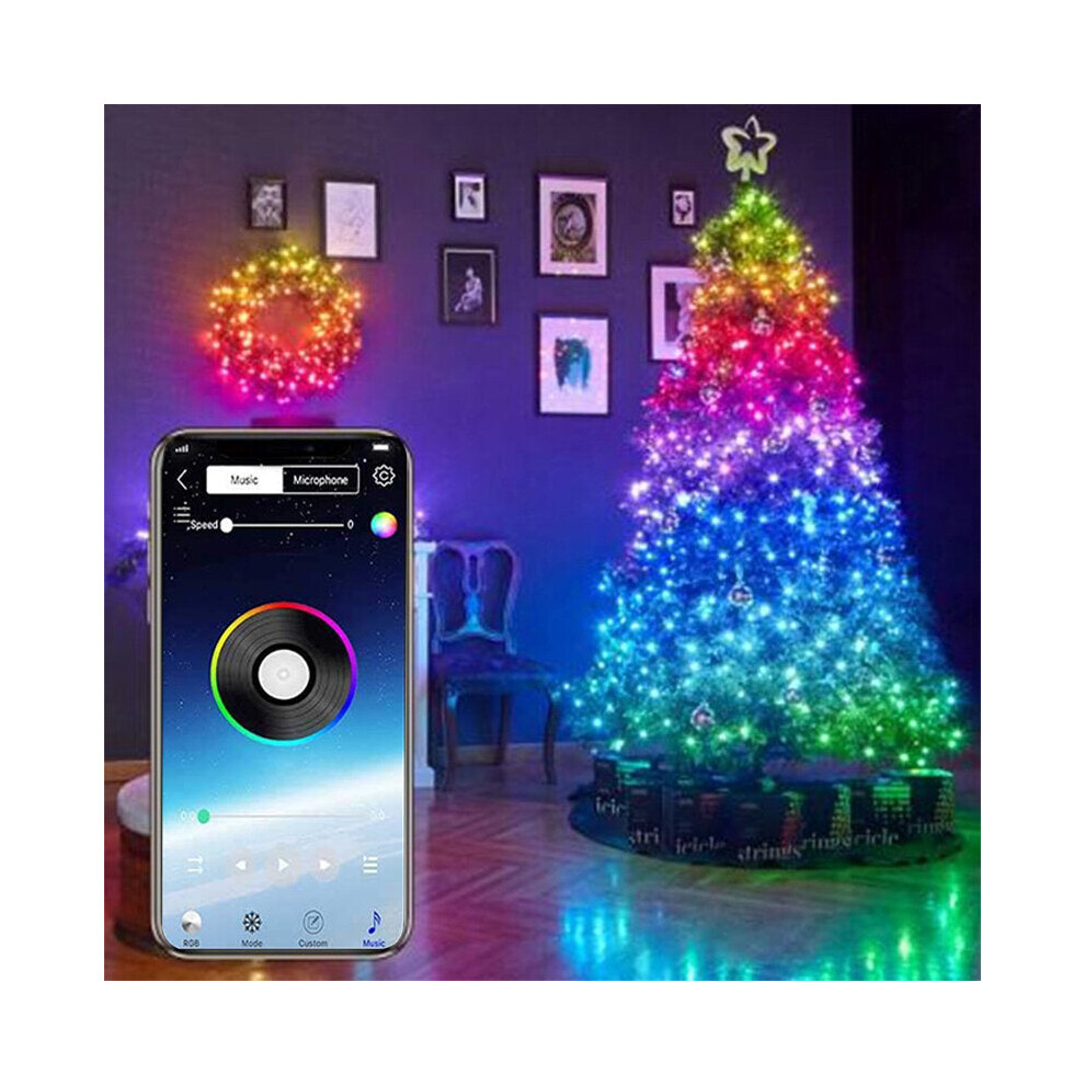 (20M) USB Fairy Lights: 32.8FT LED String Lights with Music Sync, Bluetooth APP Control, Indoor/Outdoor Color Changing Twinkle Lights