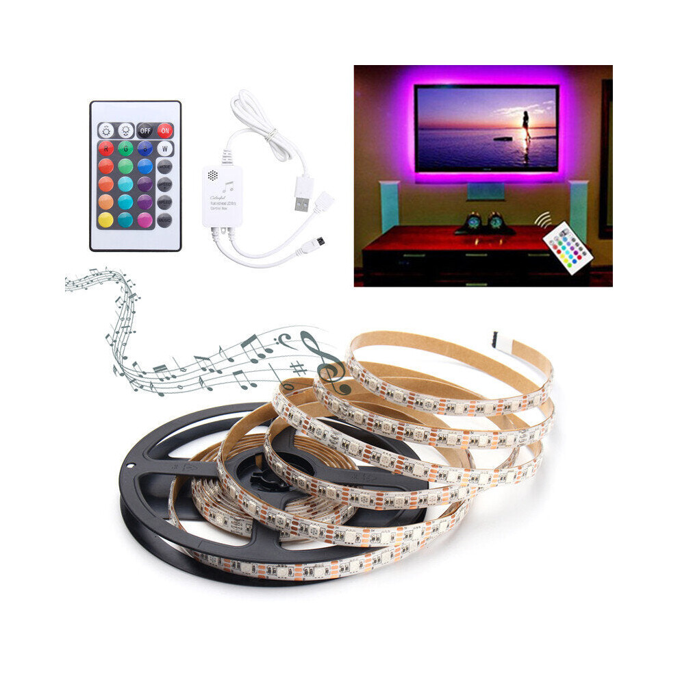 (4M) 0.5M/1M/1.5M/2M/3M/4M Music Sound Activated Waterproof RGB 5050 LED Strip Light Kit DC5V