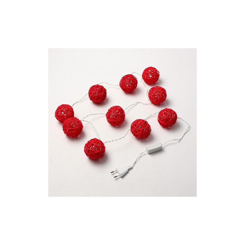 (Red) 10 LED Rattan Ball String Light Home Garden Fairy Lamp Wedding Party Xmas 220V-image-OPC-PGKP97J-NEW