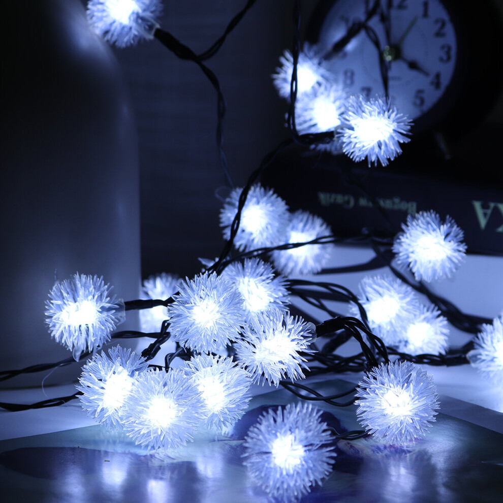 (White, 30LED) 20/30/50/100LED Solar String Light Ball Waterproof Fairy Lamp Garden Outdoor Party Christmas Decoration