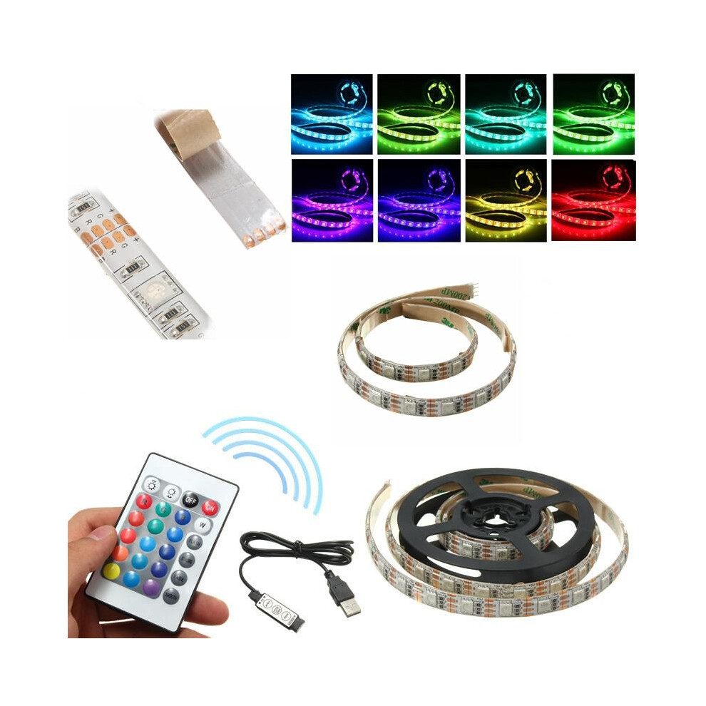(100cm) Waterproof USB DC5V SMD5050 Tape TV Background RGB LED Strip Light with Remote Controller-image-OPC-PGKP9FW-NEW