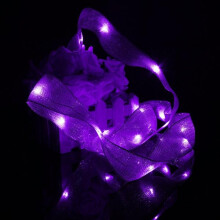 (Purple) 2M 20 LED Ribbon String Fairy Light Battery Powered Party Xmas Wedding Decoration Lamp