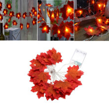 (Pure White) Battery Powered 2.3M 20LEDs Warm White Pure White Fall Leaves Indoor Fairy String Light for Party