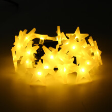 (Warm White) Battery Powered 3.3M 30LEDs Frosted Five Stars Fairy String Light Christmas Wedding Decor Lamp