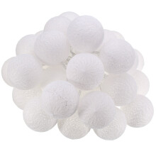 (15) Battery Powered 30LEDs Pastel Cotton Ball String Lights for Holiday Decoration