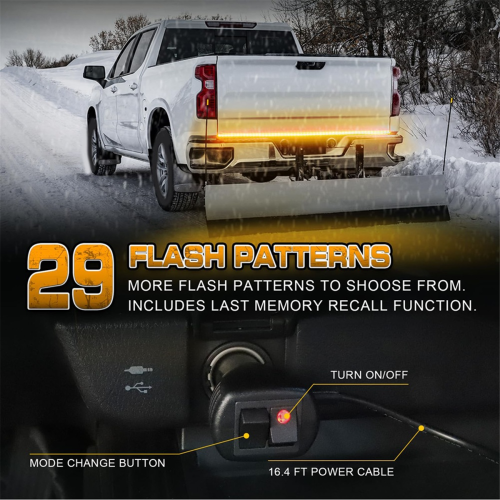 60Inch Strobe Lights Strip LED Tail Light Amber 1