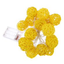 (Yellow) 2M Battery Powered Sepak Takraw Warm White 20LED Fairy String Light Christmas Party Holiday Decor