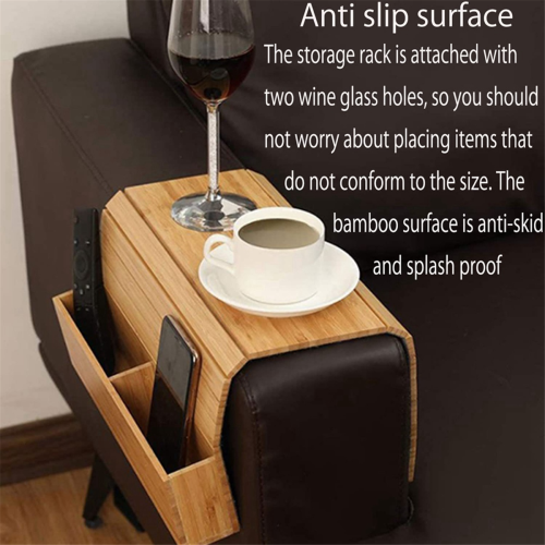 Couch Cup Holder Wood Multifunction TV Remote Holder 2