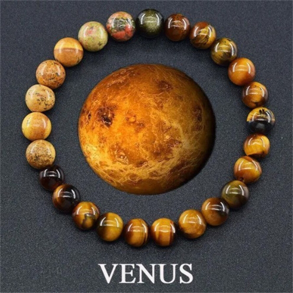 ( Venus) Planets Natural Stone Beaded Unisex Galaxy Solar System Stretch Bracelet