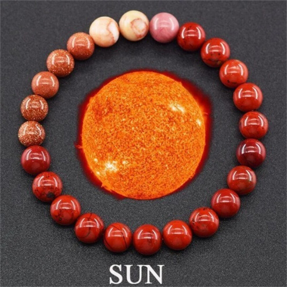 ( Sun) Planets Natural Stone Beaded Unisex Galaxy Solar System Stretch Bracelet