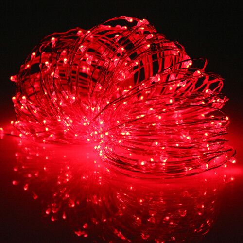 (Red) 32M Solar Powered LED String Copper Wire Fairy Light Christmas Lamp Waterproof