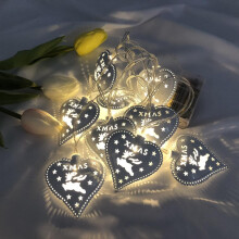 (Warm White) 3M 20 LED Battery Operated Heart Shaped Chirstmas Home Decoration String Light DC4.5V