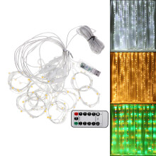 (White) 3M*1M 100LED Fairy String Curtain Window Light USB Twinkle Christmas Party Wedding Home Holiday Lamp